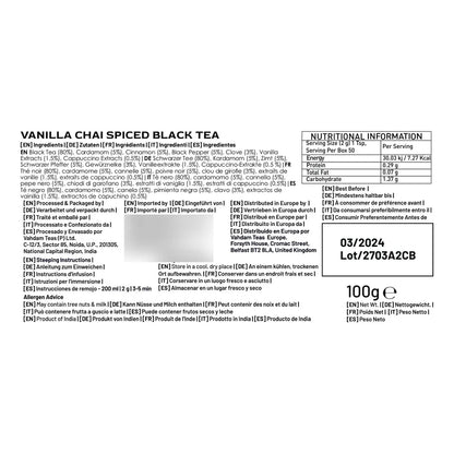 Té Masala Chai Vainilla Hoja Suelta 100g VAHDAM Deliciosa Mezcla Especiada
