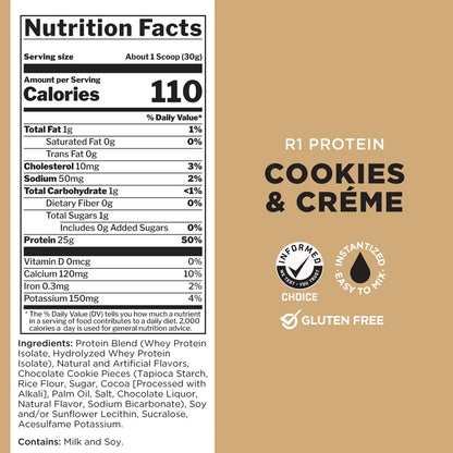 Proteína R1 Hidrolizada Galletas Crema 2 Lb Recuperación Rápida