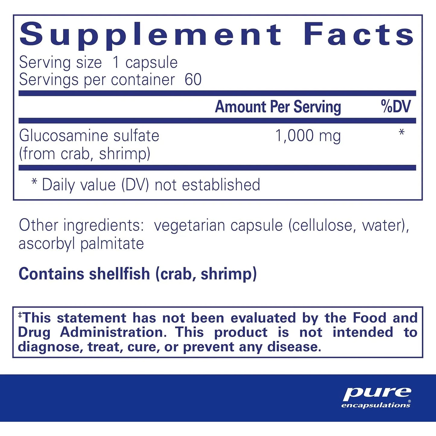 Sulfato De Glucosamina 1000 Mg 60 Capsulas Soporte Articular Y Movilidad