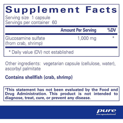 Sulfato De Glucosamina 1000 Mg 60 Capsulas Soporte Articular Y Movilidad