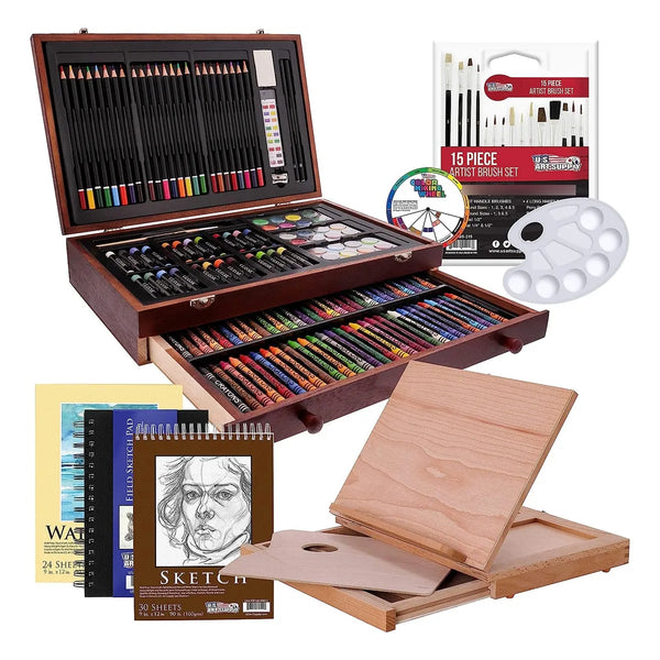 Kit De Arte Profesional 82 Piezas + 20 US Art Supply Estuche Madera