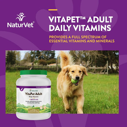 Tabletas Para Mejorar Aliento Perros Adultos NaturVet Vita Pet Plus Liberacion Prolongada 365 Ct