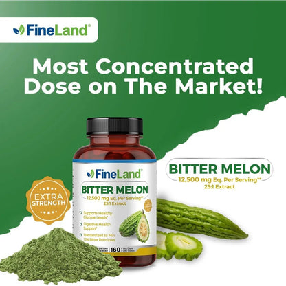 Extracto De Melón Amargo 12500 Mg Estandarizado 10% 160 Cápsulas Vegano