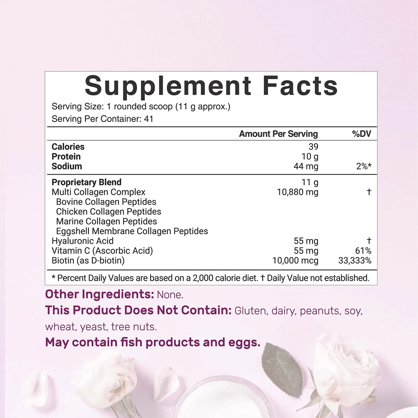 Polvo De Proteína De Colágeno Múltiple Tipo I II III V X Con Biotina Y Ácido Hialurónico Sin Sabor Keto