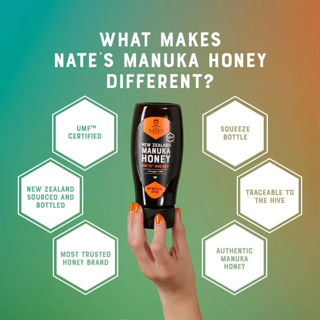 Miel Manuka Cruda De Nueva Zelanda MGO 263 UMF 10+ 375g Botella Exprimible