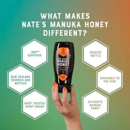 Miel Manuka Cruda De Nueva Zelanda MGO 263 UMF 10+ 375g Botella Exprimible
