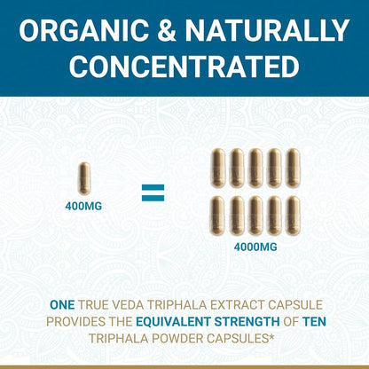 Cápsulas Triphala Orgánico Certificado USDA Digestión Saludable Vegano 60 Unidades