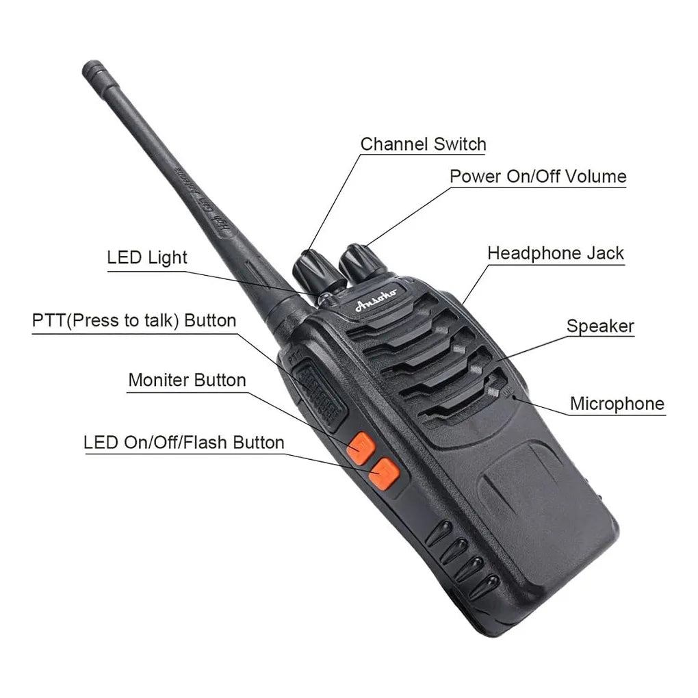 Walkie Talkies Ansoko Ultraportatiles 10 Unidades Recargables Largo Alcance 16 Canales