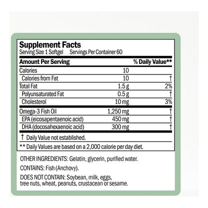 Suplemento De Aceite De Pescado Omega 3 450 Mg Epa 300 Mg Dha Salud Corazón Y Cerebro
