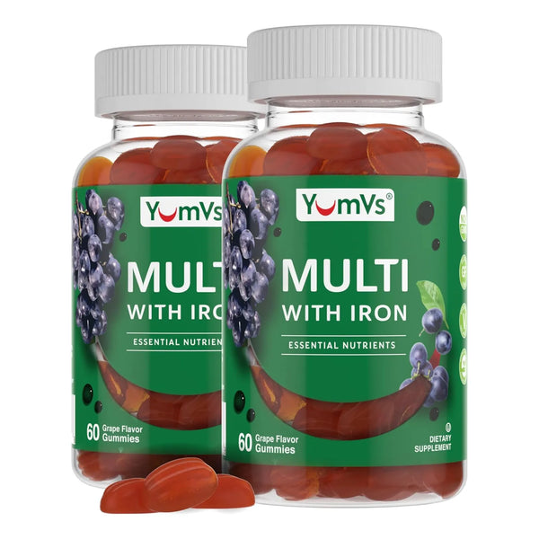 Gomitas Multivitamínicas Sabor Uva Con Hierro Para Adultos YUM-V'S 60 Unidades