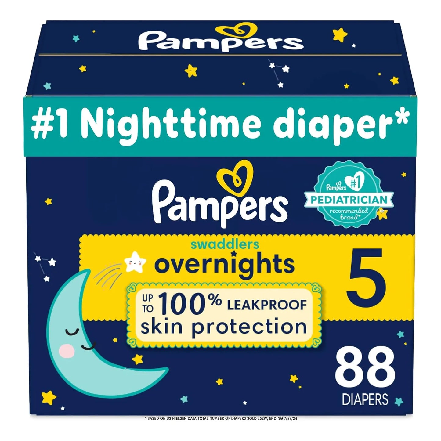 Pañales Pampers Swaddlers Overnights Talla 5 X 88 Unidades Protección Nocturna Absorbente