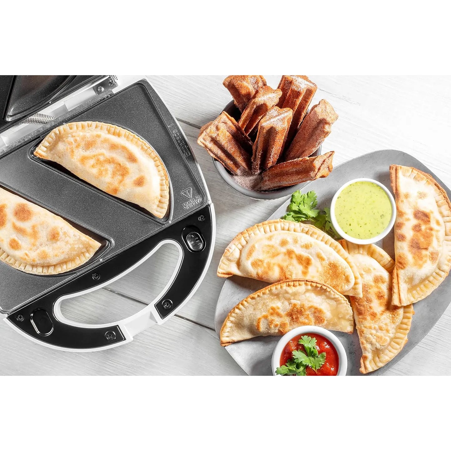 Maquina Para Empanadas Y Churros 4 Platos Extraibles Facil Rapido Y Delicioso