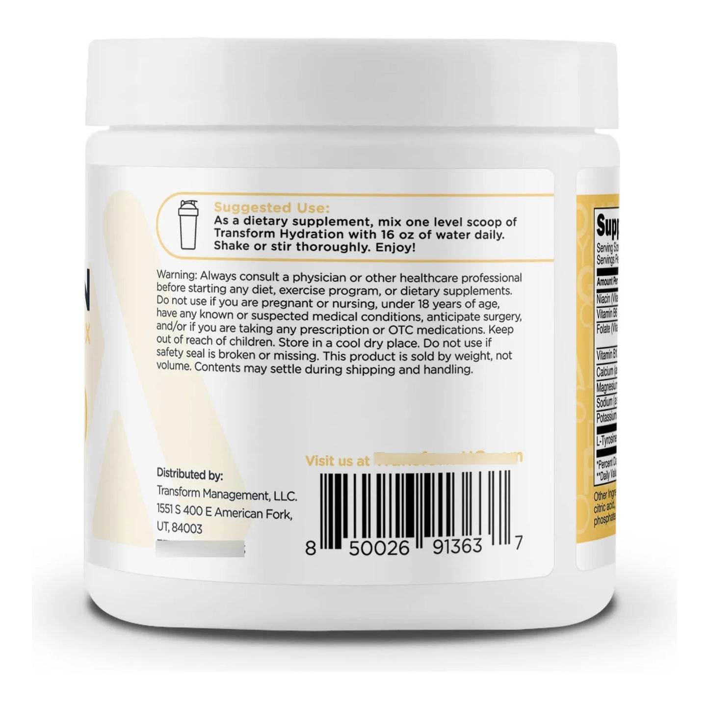 TransformHQ Hidratación 42 Porciones Piña Colada Electrolitos Y Vitaminas