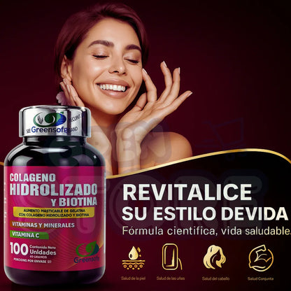 Colágeno Hidrolizado Biotina Green Sofg Cápsulas Sin Sabor Salud Belleza - Imagen 10