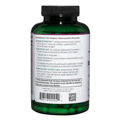 Multivitaminas Y Minerales Para Adultos Mayores Senior Symmetry Vegano 180 Cápsulas