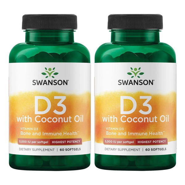 Vitamina D3 Alta Potencia Con Aceite De Coco Swanson 60 Capsulas Blandas