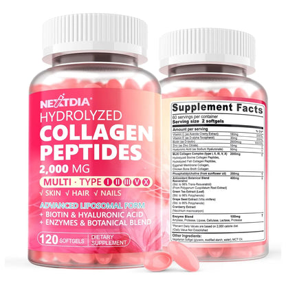 Píldoras De Colágeno Liposomal 2000 Mg Con Biotina Para Piel Cabello Y Uñas