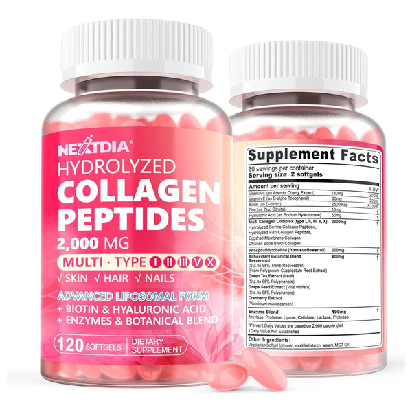 Píldoras De Colágeno Liposomal 2000 Mg Con Biotina Para Piel Cabello Y Uñas