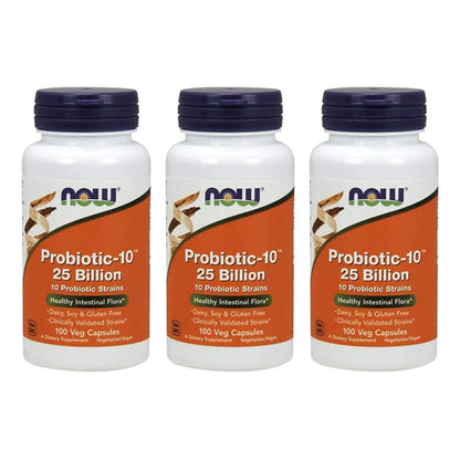 Probiotico 25 Mil Millones 10 Cepas 100 Capsulas Paquete X 3 NOW Foods