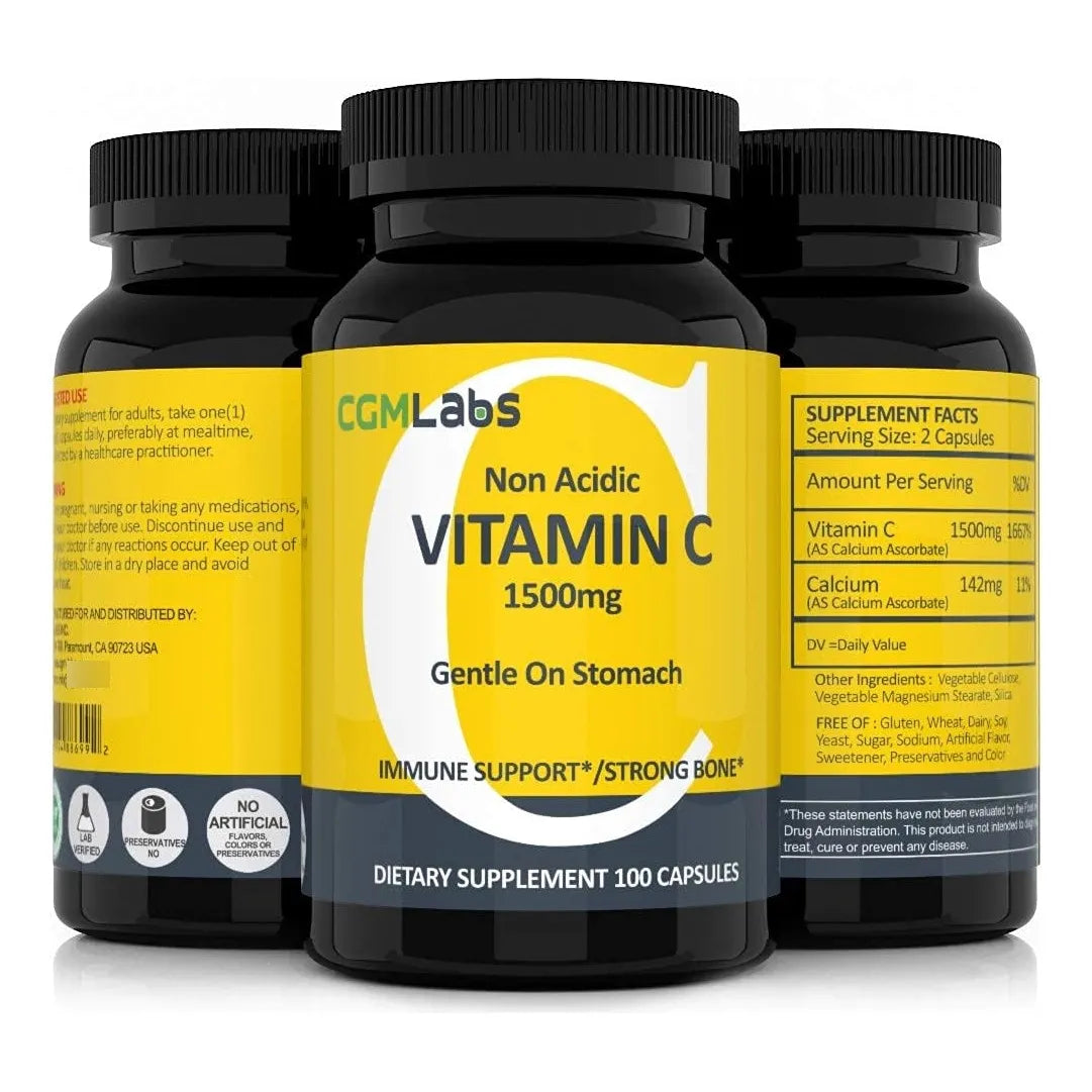 Vitamina C No Acida 1500 Mg Con Calcio Apoyo Inmunologico Oseo 100 Capsulas
