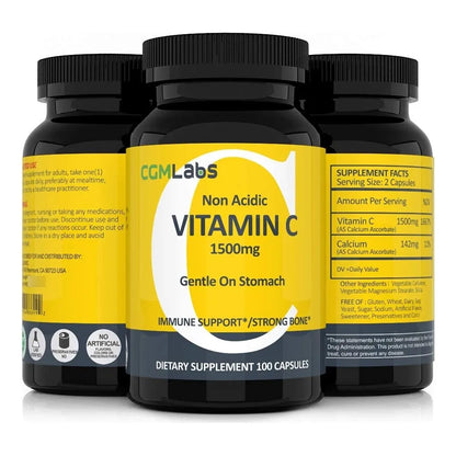 Vitamina C No Acida 1500 Mg Con Calcio Apoyo Inmunologico Oseo 100 Capsulas