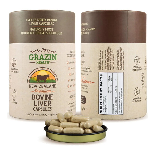 Hígado De Res Liofilizado Alimentado Con Pasto 3000 Mg 30 Cápsulas Nutrición Premium