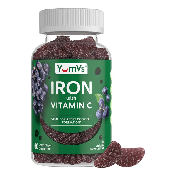 Gomitas De Hierro Adultos Sabor Uva Con Vitamina C YUM-V Suplemento Nutricional