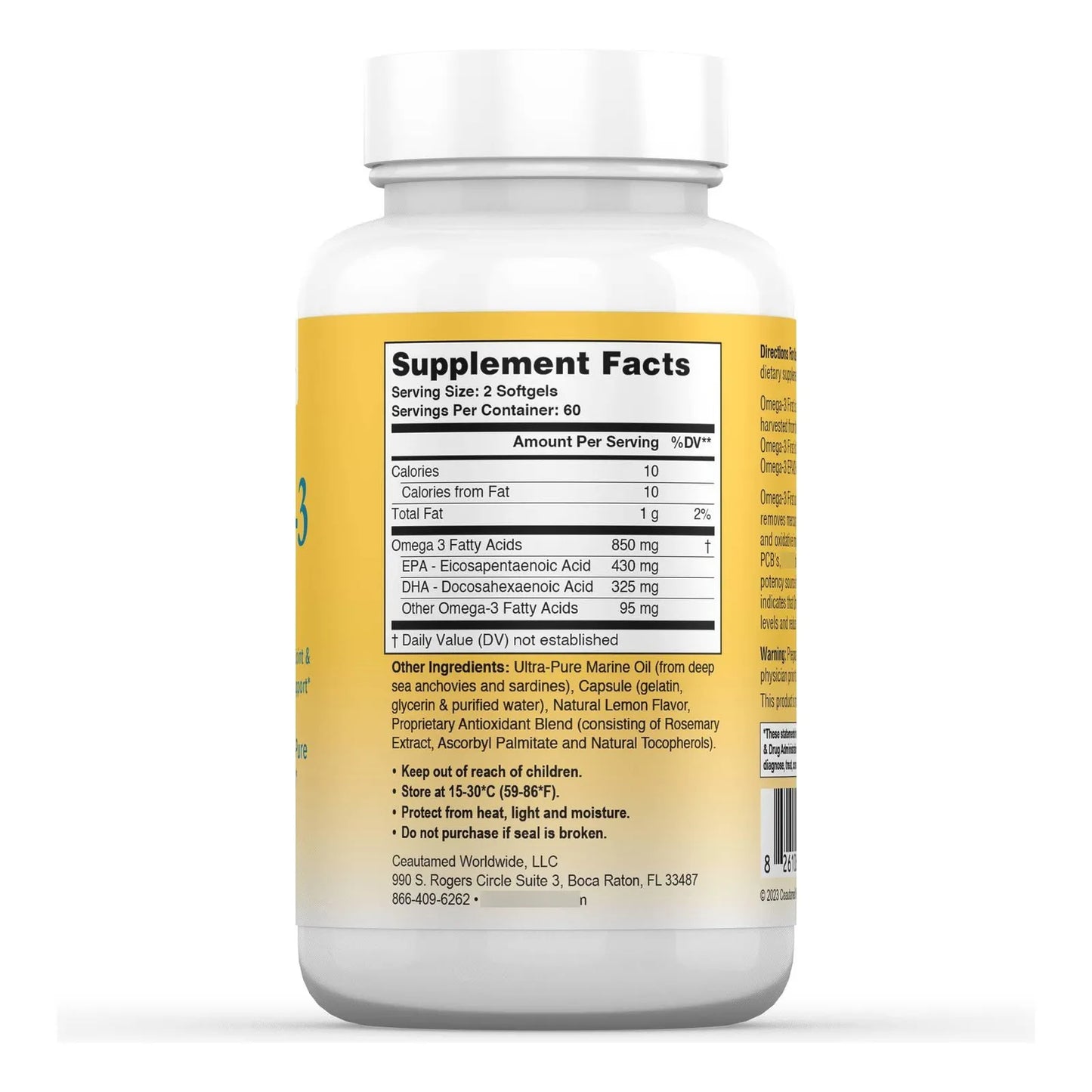 Aceite Marino Ultra Puro Omega 3 850 Mg Alto Epa Dha Salud Corazon Cerebro
