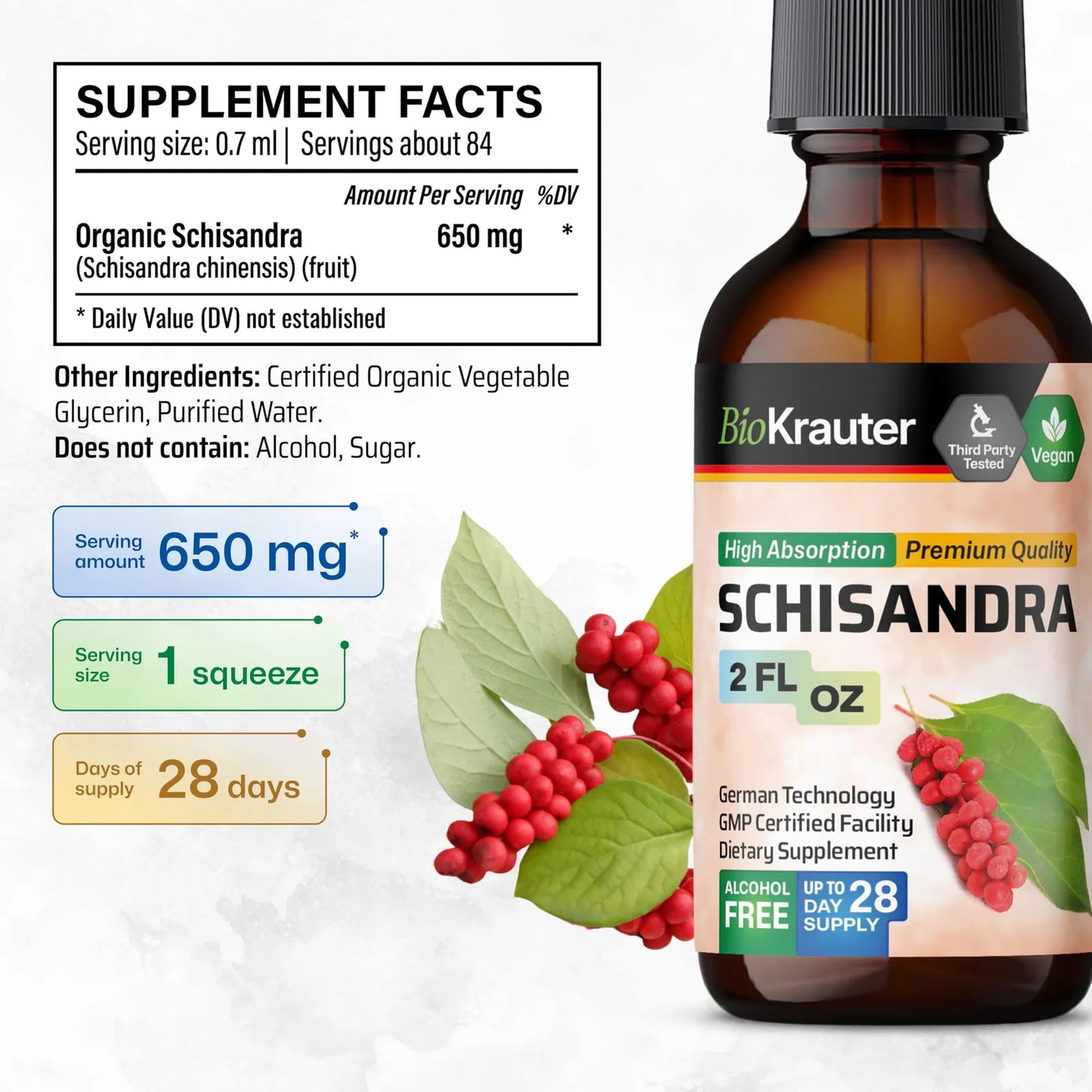Gotas De Schisandra Extracto Natural Para Calma Y Salud Hepatica 60 Ml