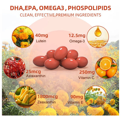 Cápsulas Blandas Luteína Zeaxantina Omega 3 Vitaminas C E Mejora Visión