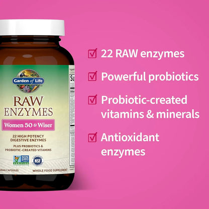 Garden Of Life 22 Enzimas Digestivas Mujeres 50+ 90 Capsulas Suplemento Digestivo