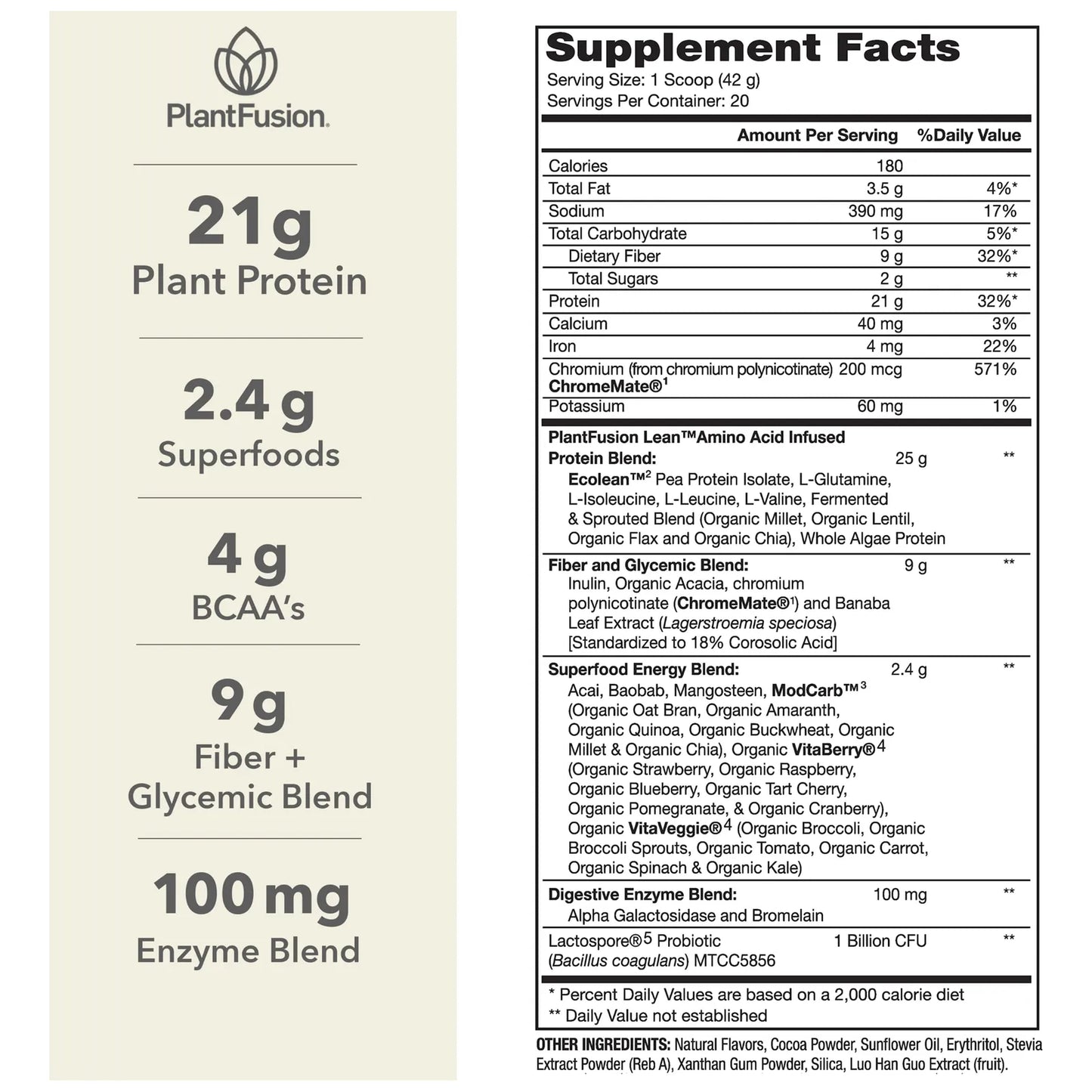 Polvo Proteico Plantfusion Lean Sp96 2 Kg 100% Natural Con A