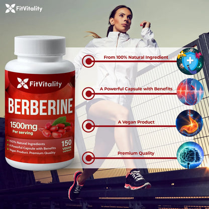 Berberina Premium 1500 Mg 150 Capsulas Soporte Inmunologico Puro Sin Gluten