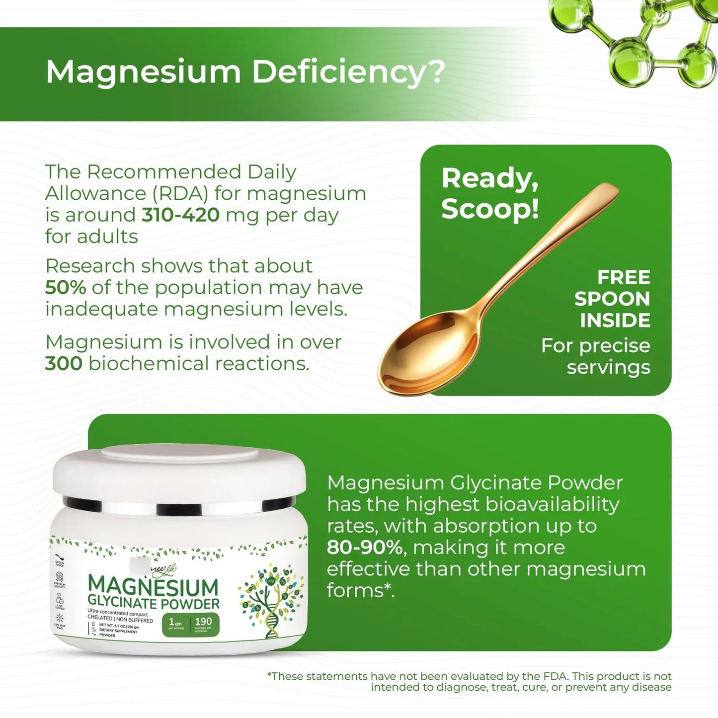 Polvo De Magnesio Glicinato 220 Mg Para Descanso Profundo Y Claridad Mental