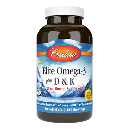 Elite Omega 3 Plus D K2 700 Mg 180 Capsulas Salud Osea E Inmunidad