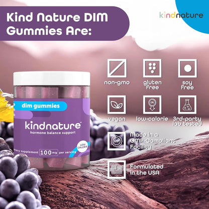 Gomitas DIM 100 Mg Sabor Uva Equilibrio Hormonal Natural Vegano Sin Gluten