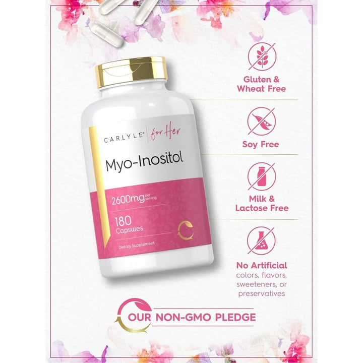 Carlyle Myo-inositol 2600mg 180 Cápsulas Suplemento Natural - Imagen 5