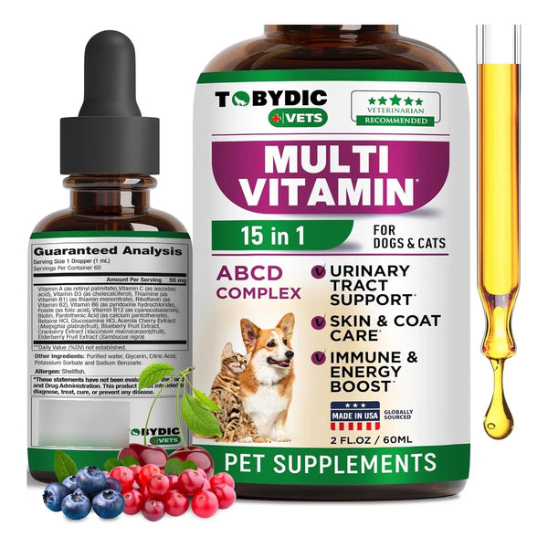 Multivitamínico 15 En 1 Para Gatos Y Perros Con Arándano Y Glucosamina Importado USA