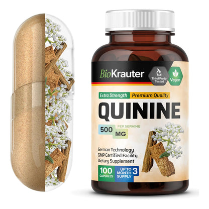 Capsulas De Quinina 500 Mg Para Calambres En Piernas 100 Unidades Vegano