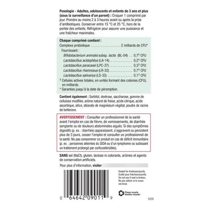 Probióticos Masticables De Fresa 60 Comprimidos Para Digestión E Inmunidad