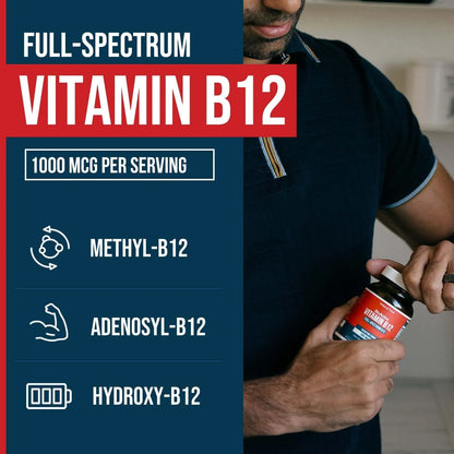 Vitamina B12 1000 Mcg Trifasica Con Metilfolato Energia Y Metabolismo