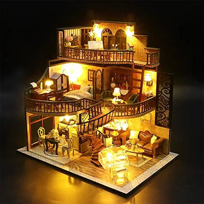 Lannso Kit Casa De Muñecas En Miniatura Para Construir Con Luces LED Y Caja De Música