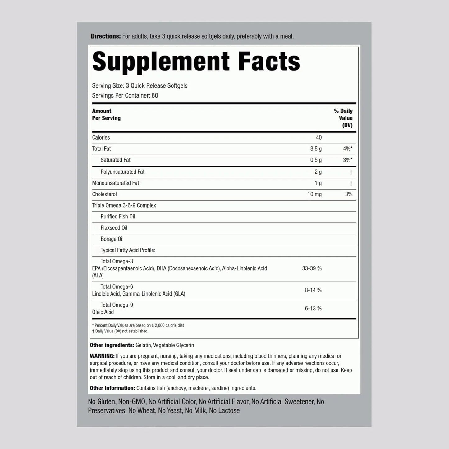 Omega 3 6 9 3600 Mg 240 Capsulas Blandas Piping Rock Aceite Pescado Lino Borraja Sin Gluten