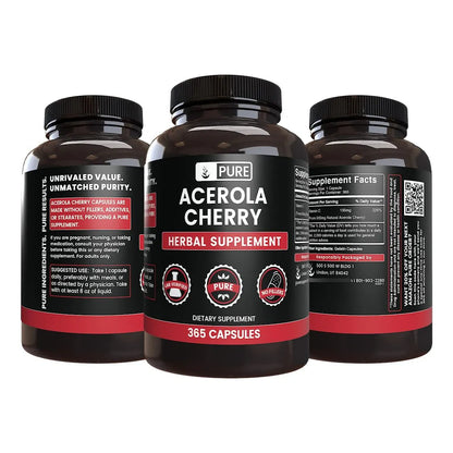 Cápsulas De Cereza De Acerola 365 Unidades Puras Y Naturales