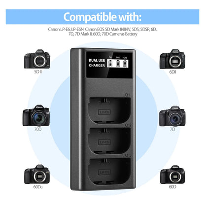 Cargador Usb Lcd Triple Ranura Para Camaras Canon Eos 5d Seguro Y Rapido
