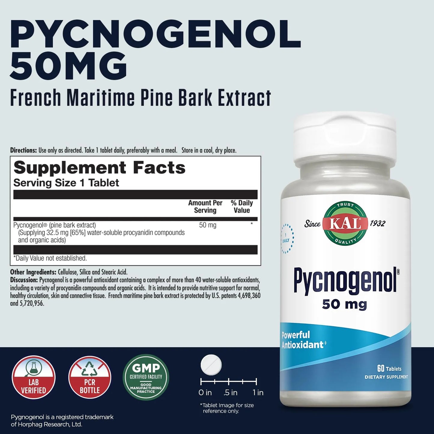Pycnogenol 50 Mg 60 Comprimidos Antioxidante Natural Extracto Corteza De Pino