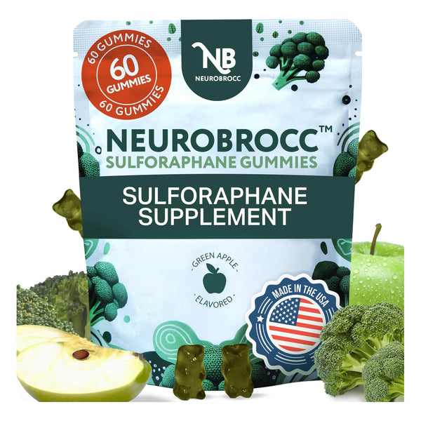Gomitas De Sulforafano NeuroBrocc Extracto De Brote De Brócoli 60 Unidades Sabor Manzana Verde