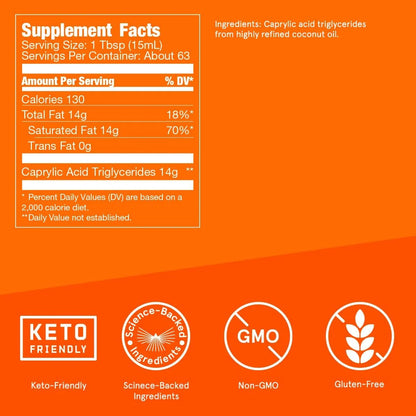 Aceite MCT Brain Octane C8 32 Oz Energia Sostenida Sin Antojos Keto