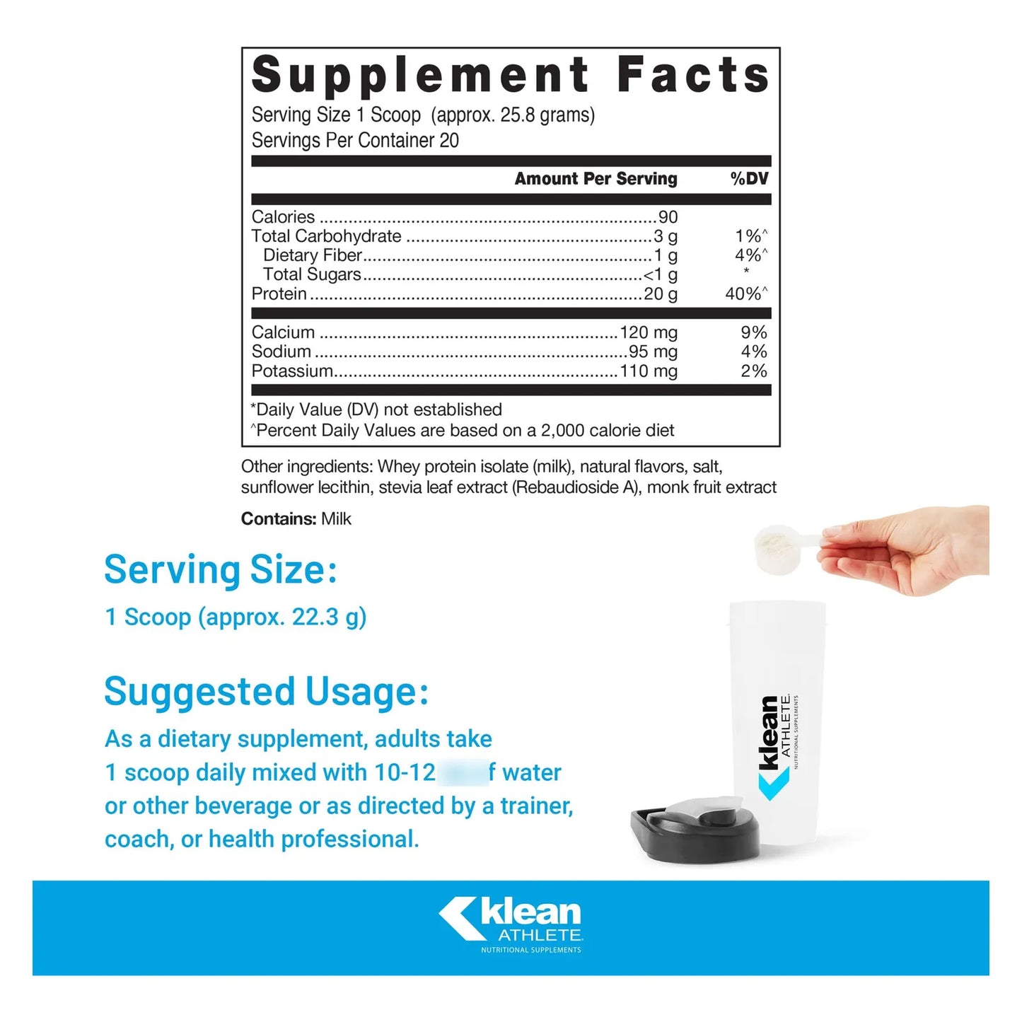Klean Isolate Aislado De Proteína De Suero 20 Porciones Sabor Natural Vainilla