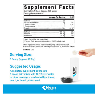 Klean Isolate Aislado De Proteína De Suero 20 Porciones Sabor Natural Vainilla